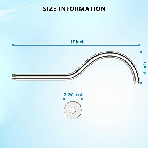 Lordear Wall Mounted Shower Arm, 10 Inch Shower Pipe with Flange, 1/2 NPT S-Shape Shower Stem for Shower Head, Chrome - color: Chrome