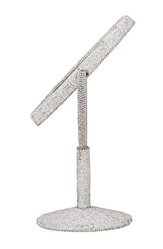 TISHAA Bling Vanity Mirror, Crystal Rhinestone Makeup Mirror, Double Sided with 2X Magnification