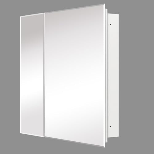 Bathroom Medicine Cabinet with 30x26 in Rectangular Beveled Frameless Mirror,Double Door Wall Mounted Mirror Cabinet for Bathroom Toilet Kitchen,Recess or Surface Mount - size: FMG-CM7005-3026