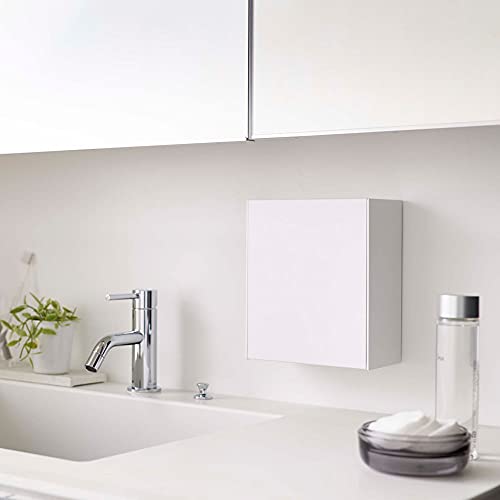 YAMAZAKI 5433 Tower Adhesive Hook Storage Box, White, ABS Resin, Minimalist, 17 x 8.7~16 x 20 cm