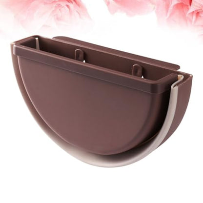 TOYANDONA Foldable Wall Mounted Storage Bin Plastic Hanging Trash Container Coffee Color for Bathroom and Office Use Compact Space-Saving Waste Basket