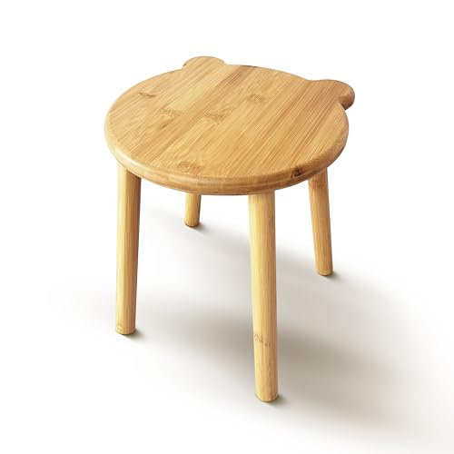 9.8 in Small Wooden Stool, Non-Slip Small Round Stool, Portable and Sturdy, Suitable for Footstools in Bedroom, Bathroom, Kitchen (L) - style: B