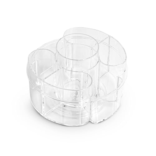Masirs Small 360 Rotating Makeup Organizer, 5 Compartments, Round Clear | Small 360 Rotating Makeup Organizer, 5 Compartments, Acrylic Mini Lazy Susan, Vanity Bathroom Counter, Round Clear - color: Round Clear