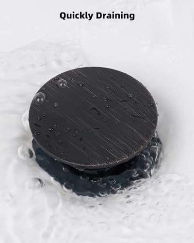Universal Bathroom Sink Drain Stopper with Overflow, Pop Up, Oil Rubbed | Bathroom Sink Stopper for Vessel Sink, Push and Seal Vessel Sink Drainer Stopper, Anti-Clogging Strainer - color: Oil Rubbed Bronze