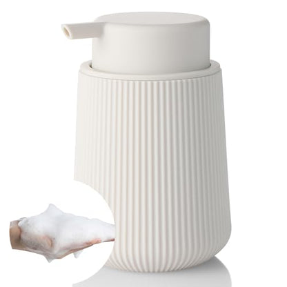 YAUKPH Striped Foaming Hand Soap Dispenser Beige | with Leak-Proof Pump for Bathroom and Kitchen Countertop 11oz - color: Beige, size: Foaming Dispenser