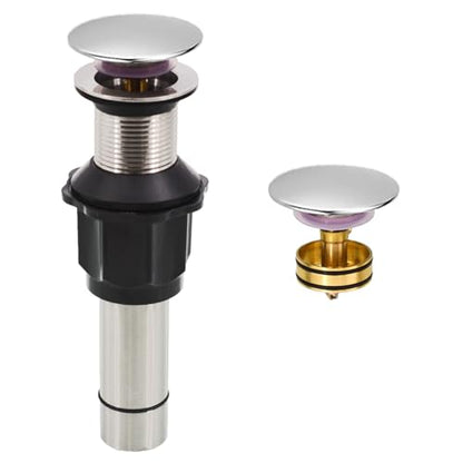 Bathroom Sink Drain Without Overflow, Chrome Bathroom Sink Stopper for Vanity Vessel Sink, Rapid Draining Stainless Steel Pop Up Drain with Hair Catcher Anti-Clog Strainer - color: Chrome