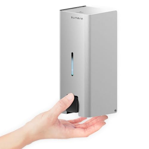 SUNERA Commercial Soap Dispenser Wall Mounted, 1000ml Refillable 304 Stainless Steel Liquid Soap & Hand Sanitizer Dispenser, Lockable Manual Pump for Restaurant, Office, Hotel, Kitchen & Bathroom