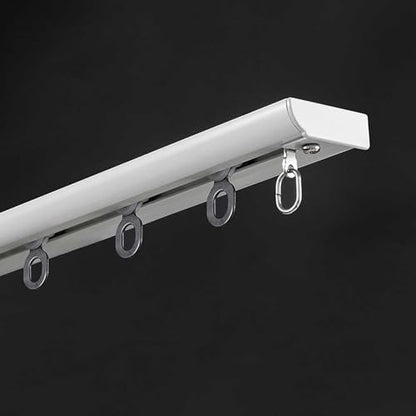 Ultra-Thin Curtain Track Aluminum Curtain Track Ceiling Mounted Curtain Rail Curtain Single Tracks Room Divider-Ceiling Curtain Rail Curtain Pole for Living Room/Bedroom(White,1.1m(3.6ft)) - color: White, size: 1.1m(3.6ft)