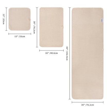 POLYTE 430 GSM Poly Blend Microfiber Quick Dry Waffle Bath Towel Set of 6 | 2-Body Towels, 2-Hand Towels, 2-Wash cloths, Oversize, Lint Free - color: Gray,light Beige