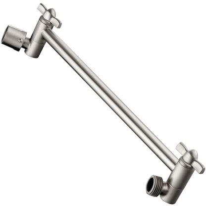 BRIGHT SHOWERS Brass Shower Head Extension Arm for Rain and Handheld Shower Head, 10 Inch Universal Shower Arm Extender, Height & Angle Adjustable, Brushed Nickel - color: Brushed Nickel, style: 10 Inch
