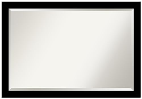 Amanti Art Black Bathroom Mirror for Over Sink, 27x39 Brushed Black Rectangle Vanity Mirror, Large Modern Frame, Hangs Horizonally and Vertically, Bathroom Wall Decor, Beveled Edge - color: Brushed Black, size: 39"L x 27"W