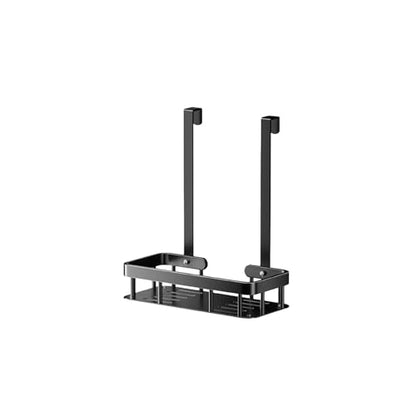 No Drilling Hanging Shower Caddy Over Door Black Iron Shower Holder | Single Layer Wall Mounted Storage Rack Shelf Basket With Hooks Soap Tray Large Stainless Steel Shower Caddy 11.6x5.3x13"