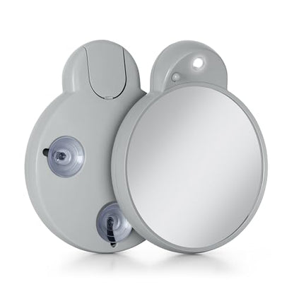 Magnifying Lighted Mirror with Retractable Suction Cups by Zadro - color: Grey