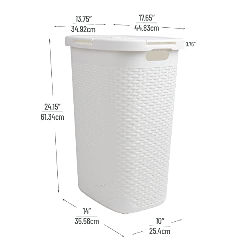 Mind Reader Slim Laundry Hamper with Lid, 60L Tall Clothes Basket, Narrow Tapered Design for Bathrooms, Closets and Laundry Rooms, Plastic, White - color: White, size: 1 Piece