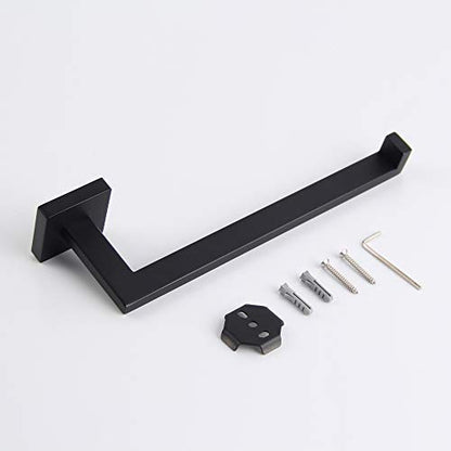 GERZWY Modern Black Towel Holder SUS304 Stainless Steel Towel Hanger Towel Ring for Bathroom Lavatory Wall Mount Contemporary Style IG1806-BK - color: Black