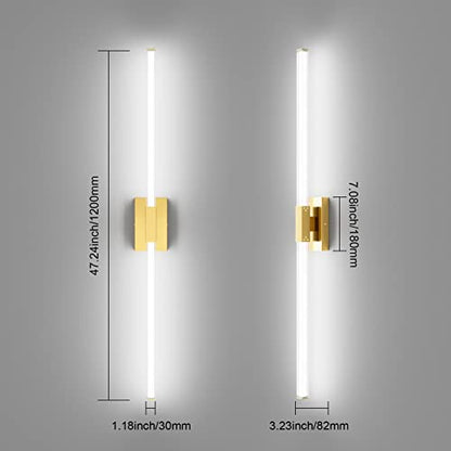 Ralbay 48inch Gold Bathroom Vanity Lights Bar 36W Modern LED Gold Vanity Light Fixtures Over Mirror(5500K White Light) - color: Gold, size: 48 inch