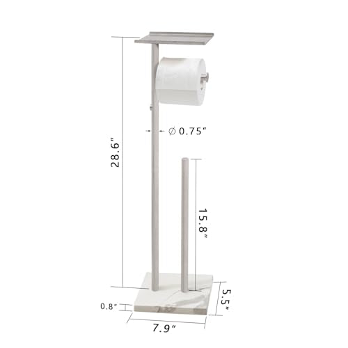 GZILA Toilet Paper Holder Stand with Shelf, Marble Base Heavy Free Standing Toilet Paper Double Roll Holders SUS304 Stainless Steel Brushed Nickel, Storages 4 Reserve Rolls Dispenser - color: Brushed Nickel - 2 Dispensers