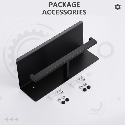 LANC Double Toilet Paper Holder with Shelf, Matte Black Commercial Toilet Tissue Roll Dispenser with Phone Shelf Stainless Steel for Bathroom, Kitchen, Apartments Wall Mounted, A8877MB - color: Matte Black, size: Full