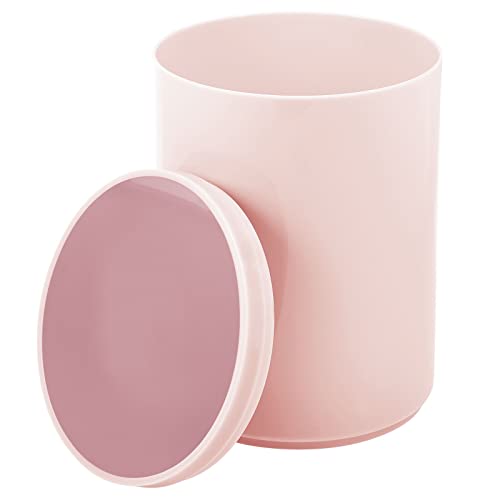 mDesign Plastic Small Slim Round 1.7 Gallon/6.5 Liter Trash Can with Removable Swing Lid - Light Pink/Rosette Pink - color: Light Pink/Rosette