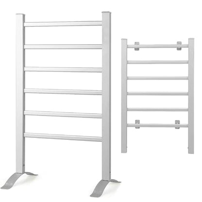 Electric Heated Towel Rack for Bathroom, 2-in-1 Freestanding & Wall Mounted 6 Bar Towel Warmer, IPX4 Waterproof Plug-in Rustproof Aluminum Towel Heater for Home Hotel