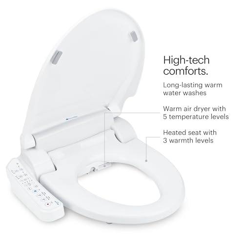 Brondell SE400-EW Swash SE400 Electric Bidet Toilet Seat With Heated Seat, Oscillating Stainless Steel Nozzle, Warm Air Dryer, Night Light, Gentle Close Lid, White Side Arm Control, Elongated - style: Elongated