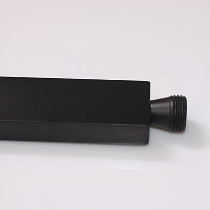 Brass Matte Black Hand Held Shower Head With Wall Connector Hose Set | Modern Square All Metal Hand Shower Fixed Holder Set For Bathroom Showers - color: Black handheld set