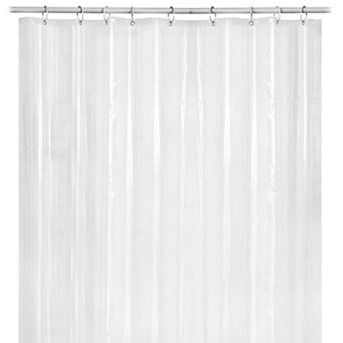 Clear Shower Curtain Liner, 72x72 Inches Waterproof Plastic PEVA Lightweight Clear Shower Curtain with Rustproof Grommet and Hooks,See-Through Shower Curtain Liner for Home Bathroom Bathtub