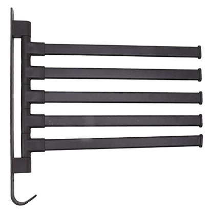 GOTOTOP Black Swivel Towel Bar Matte Black Swivel Towel Bar Aluminum Wall Mounted 180 Degree Rotating Multi Arm Bottom Hook Punch Free for Bathroom (5 Arms) - color: 5 Arms