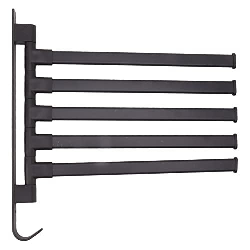 Swivel Hand Towel Bar, Swing Arm Towel Rack, 4-Arm Wall Mounted Bathroom Holder with Heavy Duty Aluminum, Rustproof & Matte Black Finish, Ideal for Bathroom (5 Arms) - color: 5 Arms