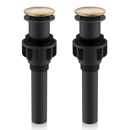 2 Pack Champagne Bronze Pop Up Bathroom Sink Drain Without Overflow | Bathroom Vanity Sink Drain Assembly, Built-in Anti-Clogging Strainer, Plastic Pop Up Drain for Bathroom Vanity Vessel Sink - color: Champagne Bronze X 2, size: Big Pop up Cap (Without O