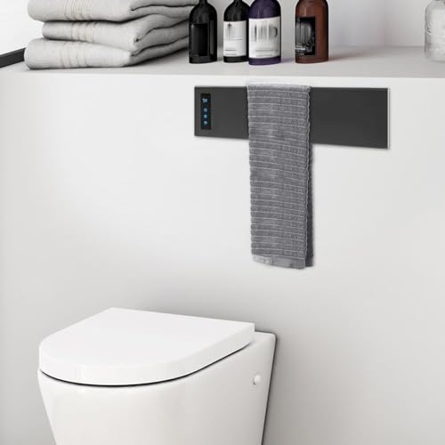 Electric Towel Warmer, Wall-Mounted Towel Heater with Timer & LED Screen, Temperature Adjustment, IPX4 Waterproof Towel Rack Dryer for Bathroom, Hotels, Home, Wide Heating Panel, 17.72" W (1 Tier) - size: 1 Tier