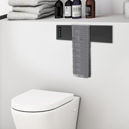 Electric Towel Warmer, Wall-Mounted Towel Heater with Timer & LED Screen, Temperature Adjustment, IPX4 Waterproof Towel Rack Dryer for Bathroom, Hotels, Home, Wide Heating Panel, 17.72" W (1 Tier) - size: 1 Tier