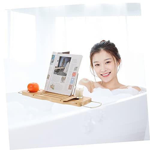Bathtub Rack Bath Tray for Tub Table Tray tub Rustic Decor Nonslip Expandable Wooden Black and White Decor Tub Table Bride Bamboo Shower Tablet