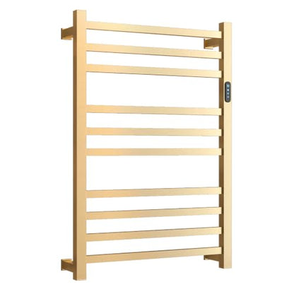 WMHYLYH Luxury 10 Bar Towel Warmer Rack for Bathroom, Wall Mounted Electric Heated Towel Rack with Timer & Fahrenheit Temperature Control, Stainless Steel Towel Heater for Bathroom(Brushed Gold) - size: 10 Bars