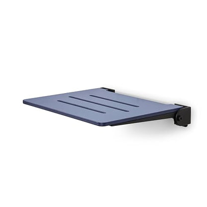 18 inch Silhouette Slimline Folding Wall Mount Shower Bench Seat, Navy Seat with Matte Black Frame - color: Navy Seat With Matte Black Frame
