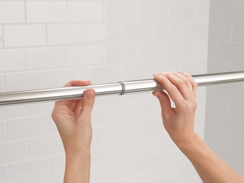 Moen Chrome 44-72-Inch Adjustable Tension Mounted Straight Shower Curtain Rod for Bathroom, No Drilling Needed, TR1000CH - color: Chrome
