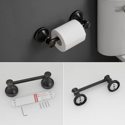 RUMOSE Pivoting Toilet Paper Holder and Hand Towel Ring, Oil Rubbed Bronze | Wall Mount, Bathroom Hardware Accessories 2 PCS Set, Toilet Tissue Roll Holder & Towel Hanger, Rustproof, Stainless Steel - color: Oil Rubbed Bronze