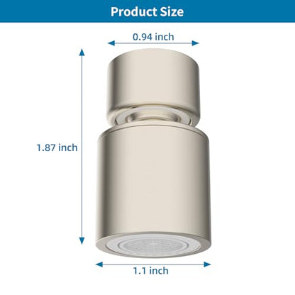 Hibbent NSF/ANSI/CAN 61 & cUPC Certified Faucet Aerator, Brushed Nickel | 360° Twist Kitchen Sink Aerator, Dual-function Sink Sprayer Attachment, Faucet Replacement Part 55/64'' Female Thread - color: Brushed Nickel, style: Classic 360 Degree Faucet Aerat