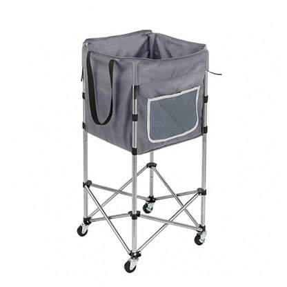 Laundry Basket with Wheels, 35.9" No-Bend Rolling Hamper, Grey | 600D washable bag, steel frame, foldable design, bathroom, dorm, bedroom, laundry room - color: Grey
