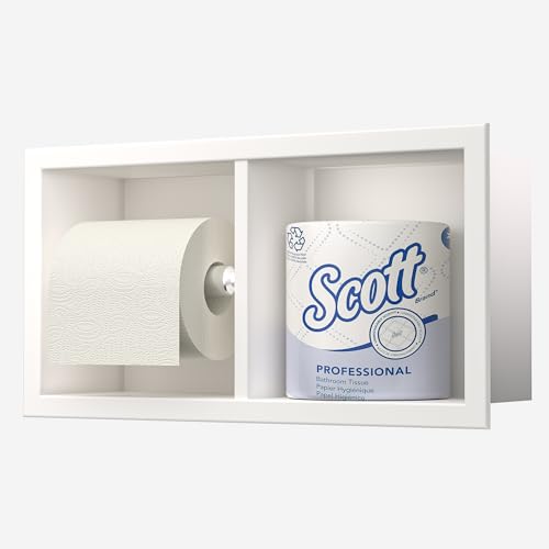 Neodrain White Recessed Toilet Paper Holder,for Standard/Mega Roll | Dual Roll, 304 Stainless Steel, Hidden In-Wall, Simple Loading and Unloading, Space-Saving for Modern Bathrooms & RV - color: White