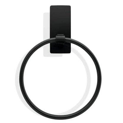 Matte Black Adhesive Towel Ring, No Drill Bathroom Towel Holder, Wall Mounted, Free Adhesive Included