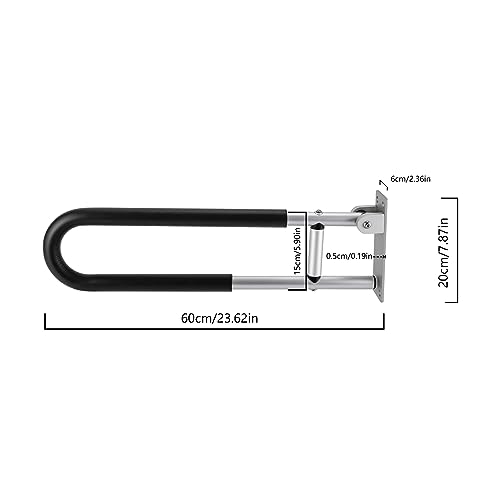 Foldable Toilet Grab Bar 23.6 inch, 120kg Capacity, Wall Mounted Toilet Safety Support for Handicap Elderly Seniors Disabled, Handicap Safety Rail Bathtub Grab Bars Rails