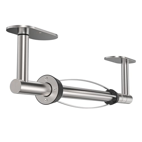 Paper Towel Holder Under Cabinet, Self Adhesive or Wall Mount for Kitchen Bathroom, Stainless Steel Paper Towel Holders with Damping Effect, Single Hand Operable (Silver) - color: Brushed Nickel, size: One Hand Tear Holder