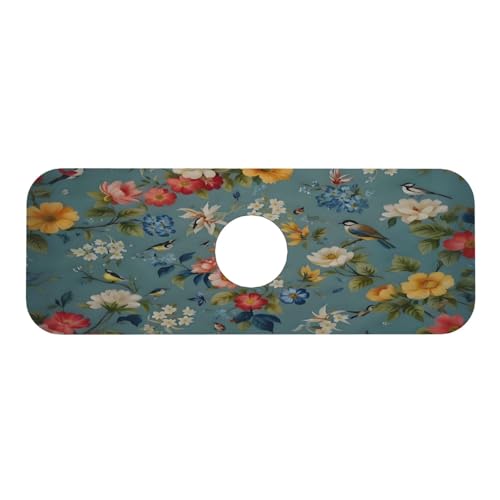 Flowers Kitchen sink faucet pad, strong water absorption, anti slip, easy to clean, very suitable for splash and drip prevention, suitable for kitchens and bathrooms - color: Flowers