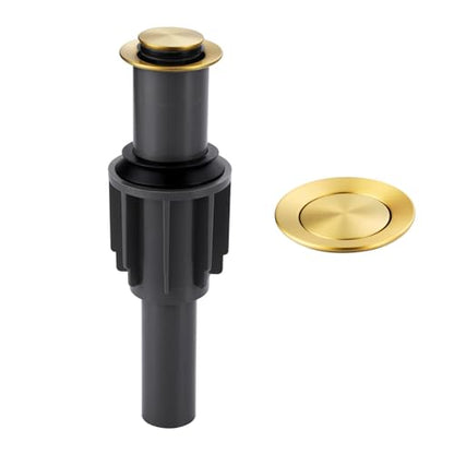 Pop Up Sink Drain Without Overflow, Bathroom Sink Drain Vessel Sink Stopper Pop Up Sink Drain Stopper, Pop Up Drain for Bathroom Sink Drain Strainer for Hair Catcher, Brushed Golden - color: Brushed Golden, style: Without Overflow