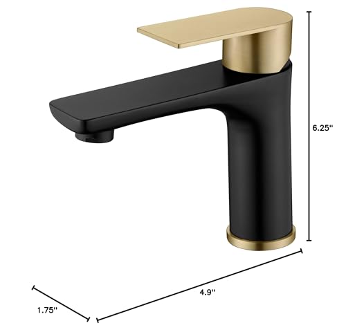 SUMERAIN Modern 304 Stainless Steel Bathroom Faucet Lead-Free Vanity Sink Faucet Black&Gold Single Handle Washbasin Faucet | Lead-Free, Single Handle, Unique Flow Pattern, Water-saving, Easy DIY Install - color: Black and Gold