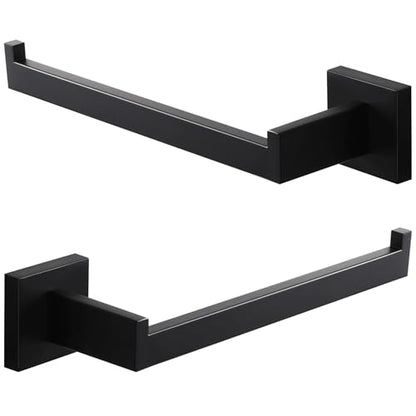LANC Bathroom Hand Towel Holder 10 Inche Matte Black Hand Towel Bar 2 Pack Left and Right Side Square Towel Ring for Kitchen Toilet Wall Mount Stainless Steel Modern Towel Rack,A8806MB-LRP2 - color: Matte Black, size: Left & Right