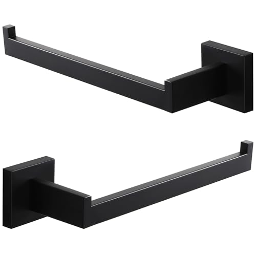LANC Bathroom Hand Towel Holder 10 Inche Matte Black Hand Towel Bar 2 Pack Left and Right Side Square Towel Ring for Kitchen Toilet Wall Mount Stainless Steel Modern Towel Rack,A8806MB-LRP2 - color: Matte Black, size: Left & Right