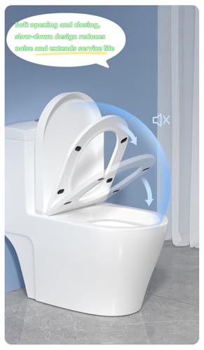 Soft Close Round Toilet Seat, Universal Fit PP Material Cover, Easy to Clean & Install, Design, No Loose, Fits All Brands (White Large U) - size: Large U