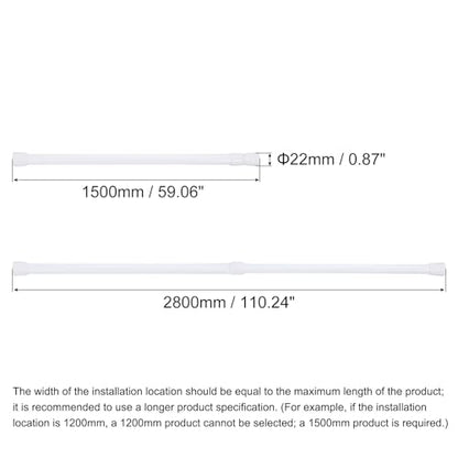 uxcell Tension Curtain Rod, Adjustable 59 to 110 inches, 0.79" Dia White Spring Tension Rod No Drilling Expandable Tension Rod for Doorway, Kitchen - size: 59-110 inch